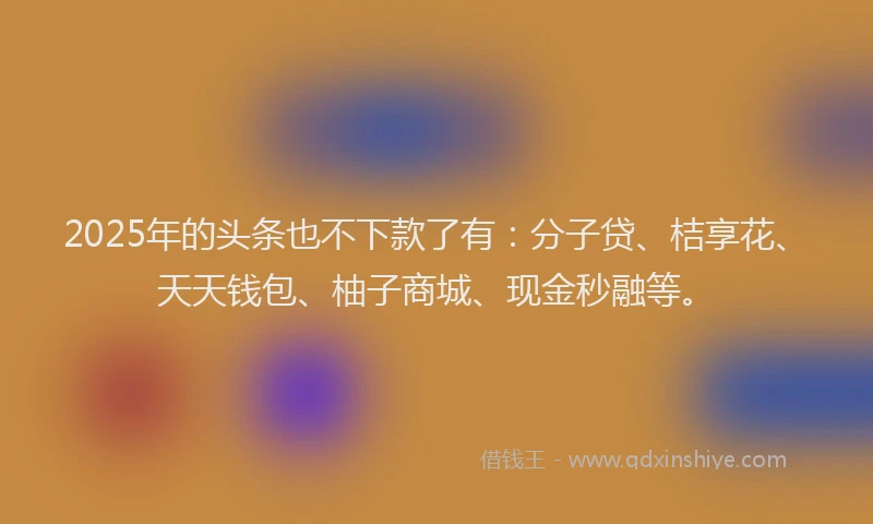 2025年的头条也不下款了有：分子贷、桔享花、天天钱包、柚子商城、现金秒融等。