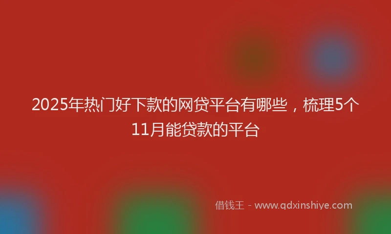 2025年热门好下款的网贷平台有哪些，梳理5个11月能贷款的平台