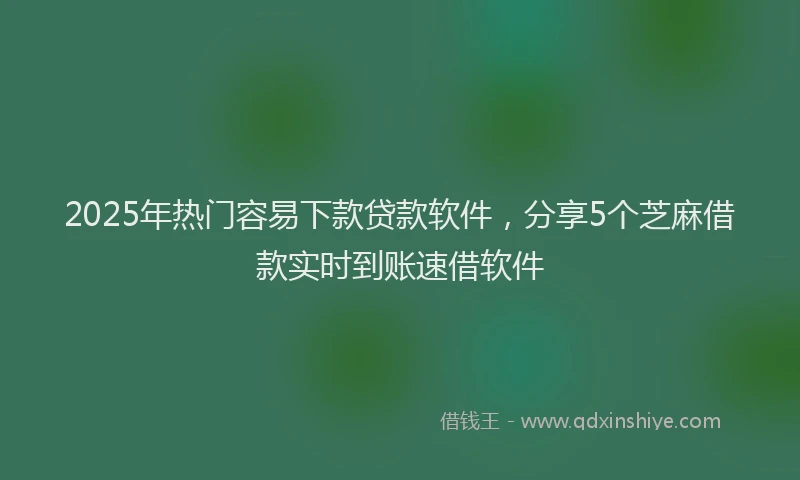 2025年热门容易下款贷款软件，分享5个芝麻借款实时到账速借软件