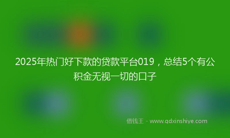 2025年热门好下款的贷款平台019，总结5个有公积金无视一切的口子