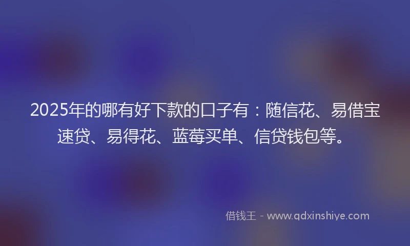 2025年的哪有好下款的口子有：随信花、易借宝速贷、易得花、蓝莓买单、信贷钱包等。
