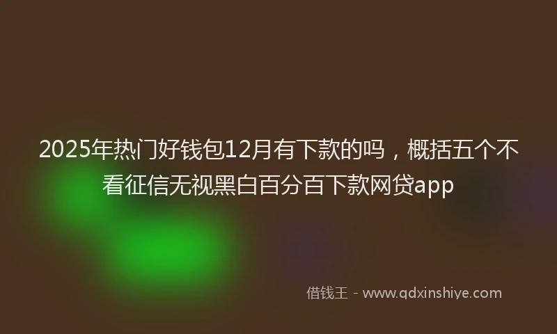 2025年热门好钱包12月有下款的吗，概括五个不看征信无视黑白百分百下款网贷app