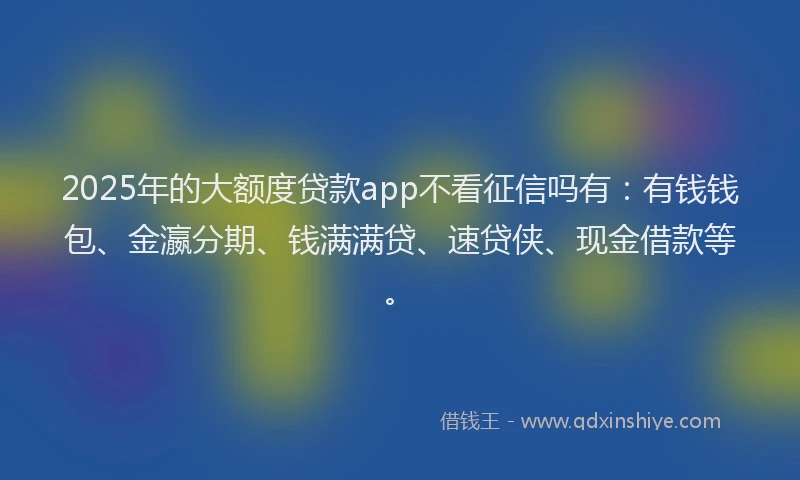 2025年的大额度贷款app不看征信吗有：有钱钱包、金瀛分期、钱满满贷、速贷侠、现金借款等。