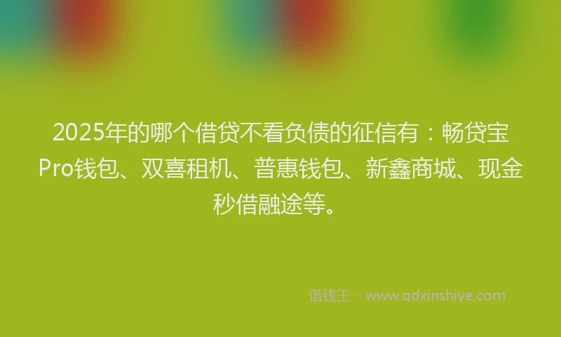 2025年的哪个借贷不看负债的征信有：畅贷宝Pro钱包、双喜租机、普惠钱包、新鑫商城、现金秒借融途等。