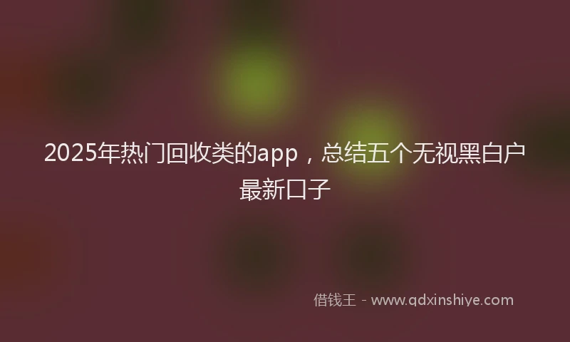 2025年热门回收类的app，总结五个无视黑白户最新口子