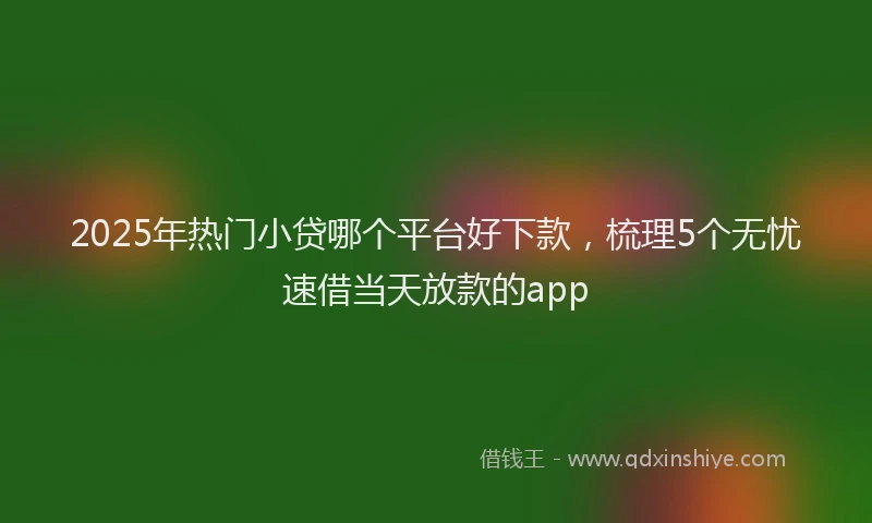 2025年热门小贷哪个平台好下款，梳理5个无忧速借当天放款的app