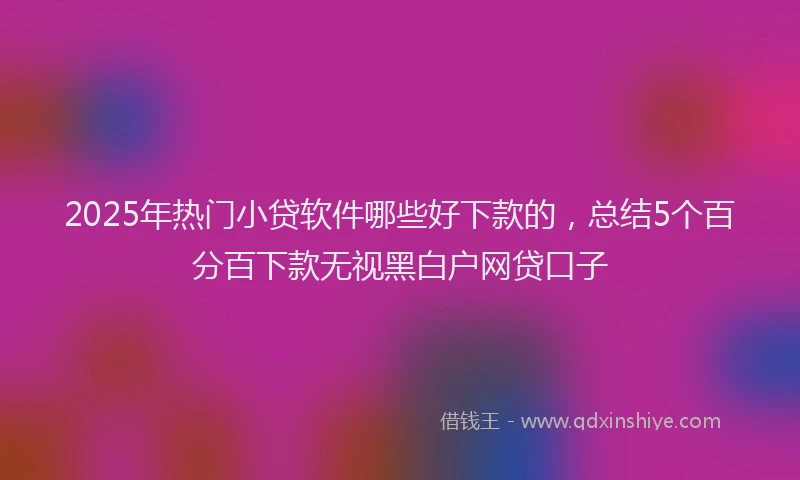 2025年热门小贷软件哪些好下款的，总结5个百分百下款无视黑白户网贷口子