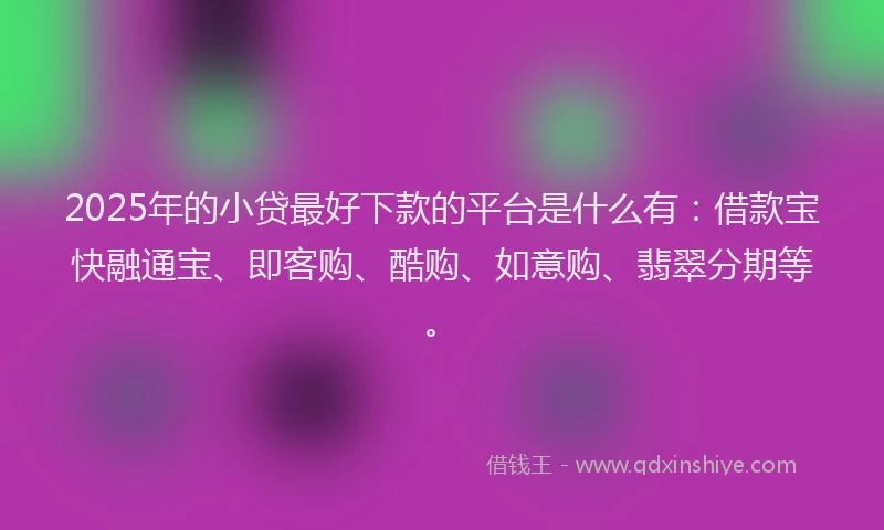 2025年的小贷最好下款的平台是什么有：借款宝快融通宝、即客购、酷购、如意购、翡翠分期等。