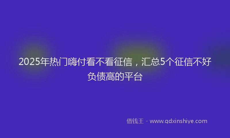 2025年热门嗨付看不看征信，汇总5个征信不好负债高的平台