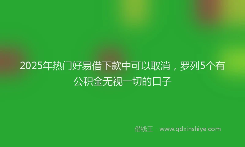 2025年热门好易借下款中可以取消，罗列5个有公积金无视一切的口子