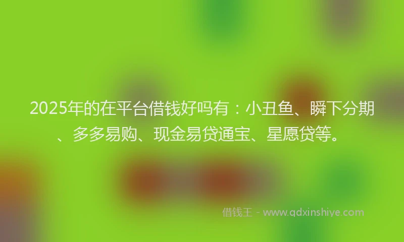 2025年的在平台借钱好吗有：小丑鱼、瞬下分期、多多易购、现金易贷通宝、星愿贷等。