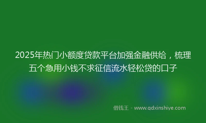 2025年热门小额度贷款平台加强金融供给，梳理五个急用小钱不求征信流水轻松贷的口子
