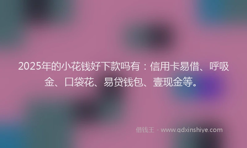 2025年的小花钱好下款吗有：信用卡易借、呼吸金、口袋花、易贷钱包、壹现金等。
