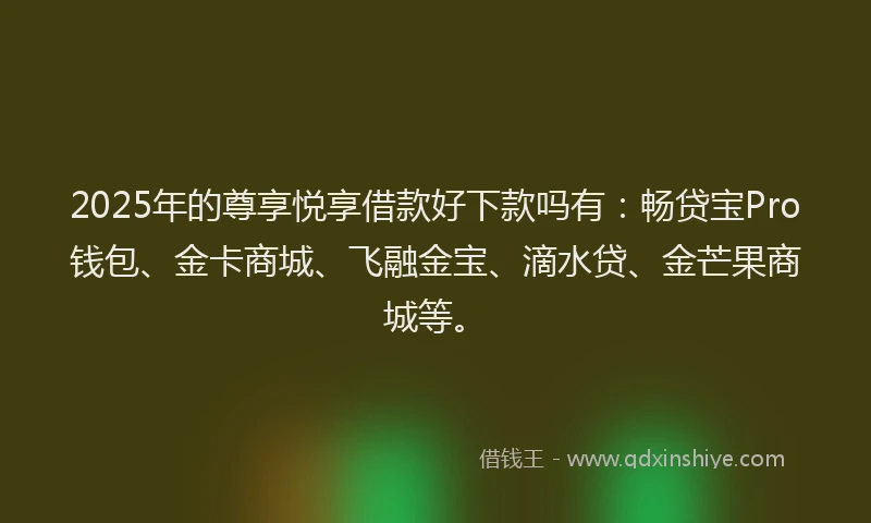 2025年的尊享悦享借款好下款吗有：畅贷宝Pro钱包、金卡商城、飞融金宝、滴水贷、金芒果商城等。