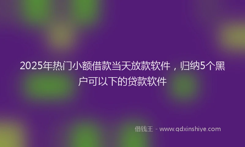 2025年热门小额借款当天放款软件，归纳5个黑户可以下的贷款软件