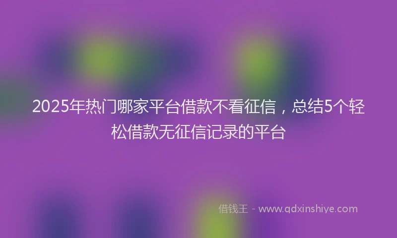 2025年热门哪家平台借款不看征信，总结5个轻松借款无征信记录的平台