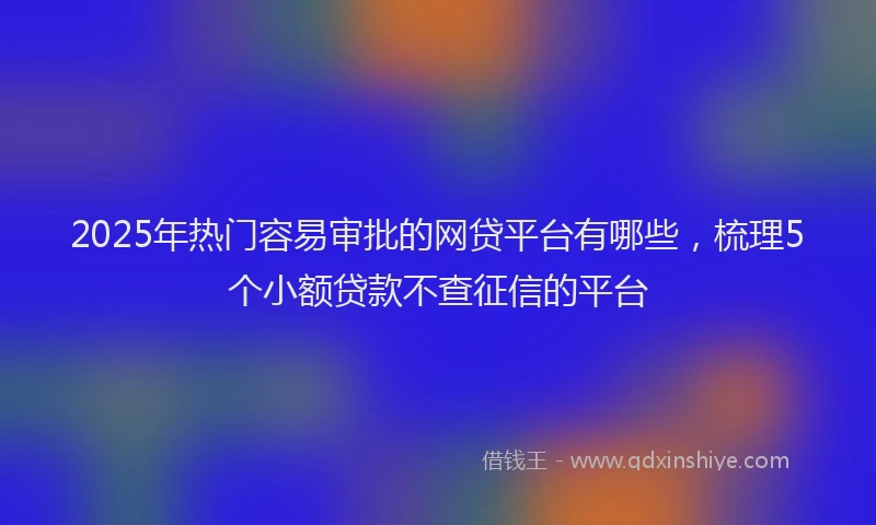 2025年热门容易审批的网贷平台有哪些，梳理5个小额贷款不查征信的平台