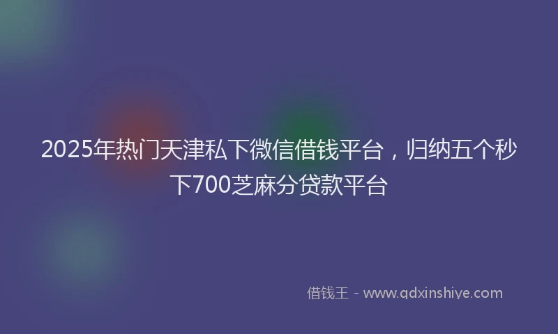 2025年热门天津私下微信借钱平台，归纳五个秒下700芝麻分贷款平台
