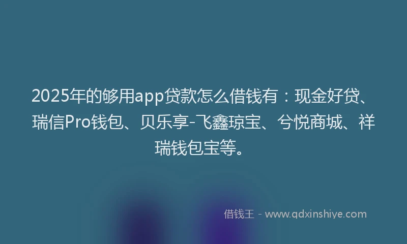 2025年的够用app贷款怎么借钱有：现金好贷、瑞信Pro钱包、贝乐享-飞鑫琼宝、兮悦商城、祥瑞钱包宝等。
