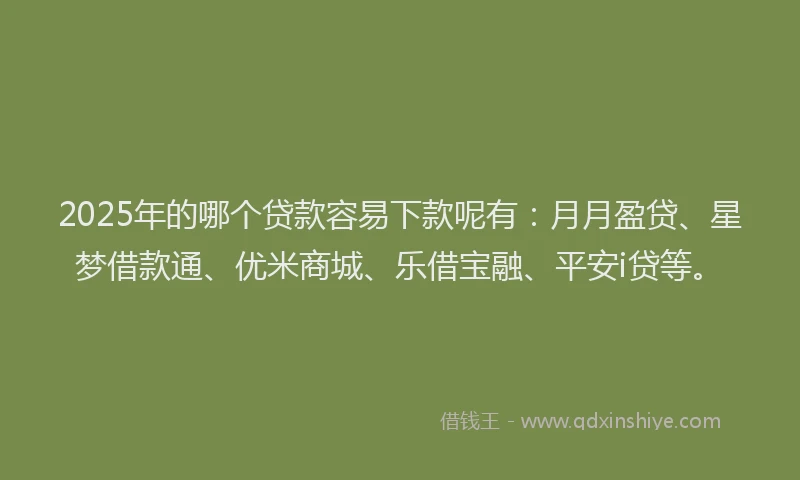2025年的哪个贷款容易下款呢有：月月盈贷、星梦借款通、优米商城、乐借宝融、平安i贷等。