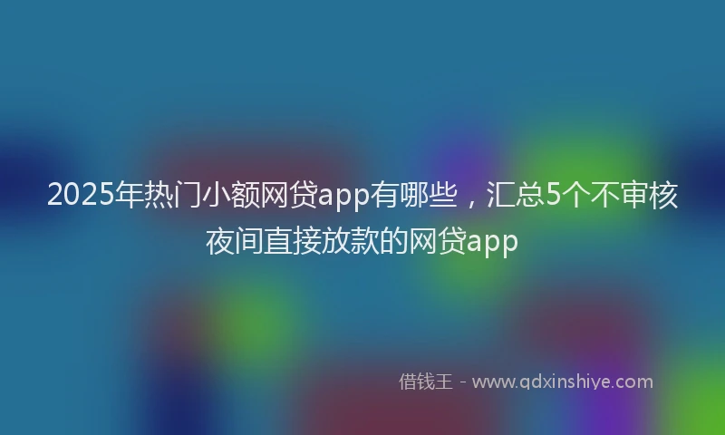 2025年热门小额网贷app有哪些，汇总5个不审核夜间直接放款的网贷app