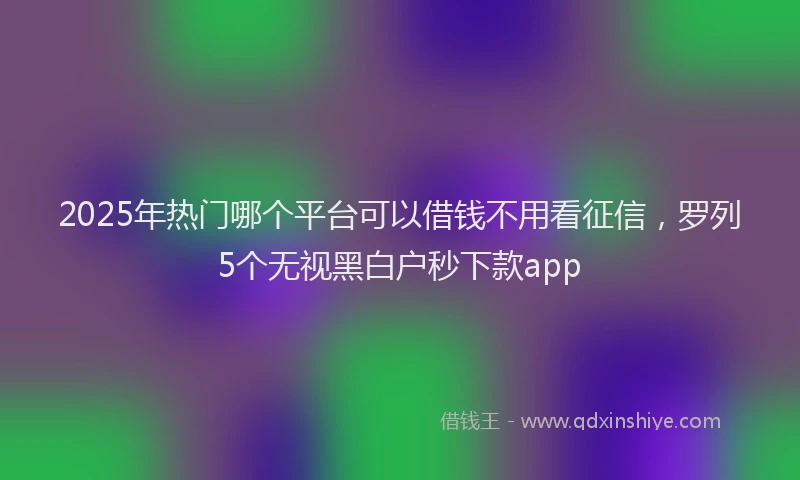 2025年热门哪个平台可以借钱不用看征信，罗列5个无视黑白户秒下款app
