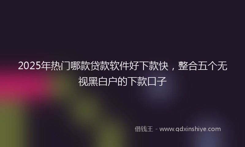 2025年热门哪款贷款软件好下款快，整合五个无视黑白户的下款口子