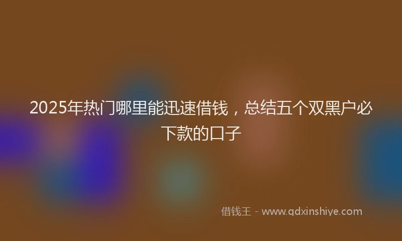 2025年热门哪里能迅速借钱，总结五个双黑户必下款的口子