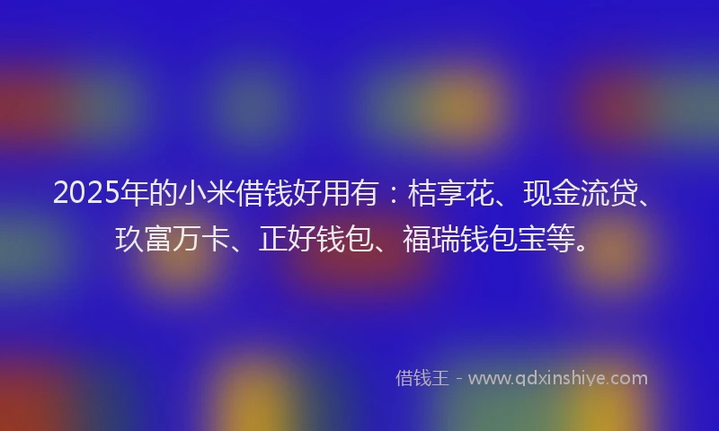 2025年的小米借钱好用有：桔享花、现金流贷、玖富万卡、正好钱包、福瑞钱包宝等。