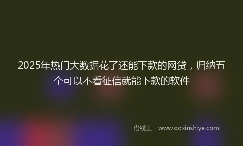 2025年热门大数据花了还能下款的网贷，归纳五个可以不看征信就能下款的软件
