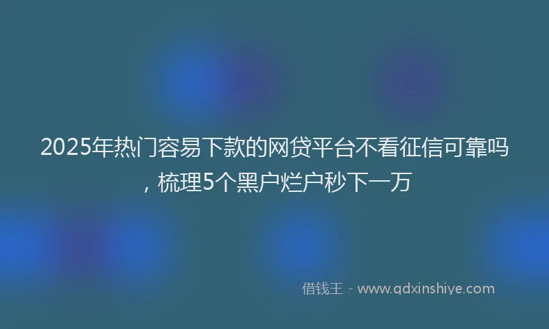 2025年热门容易下款的网贷平台不看征信可靠吗，梳理5个黑户烂户秒下一万