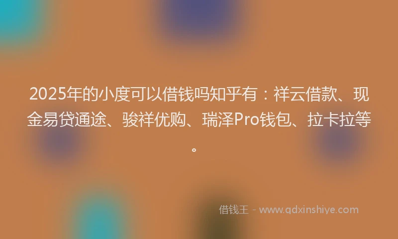 2025年的小度可以借钱吗知乎有：祥云借款、现金易贷通途、骏祥优购、瑞泽Pro钱包、拉卡拉等。