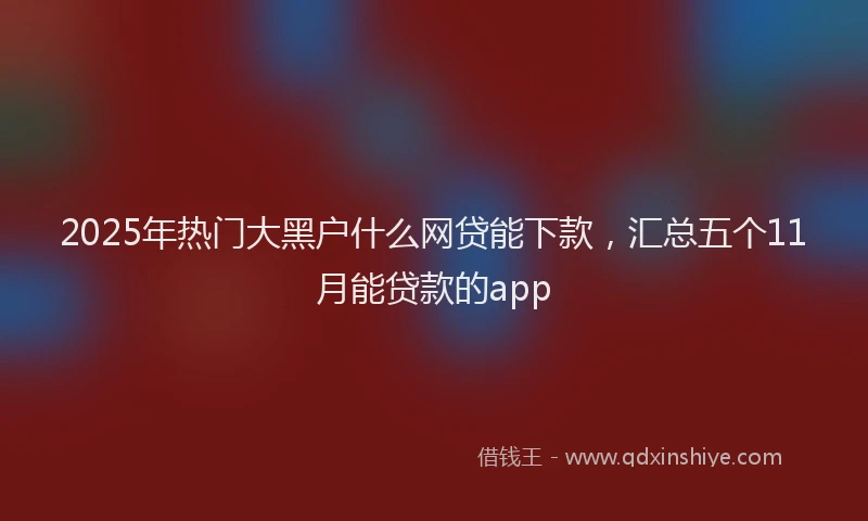 2025年热门大黑户什么网贷能下款，汇总五个11月能贷款的app