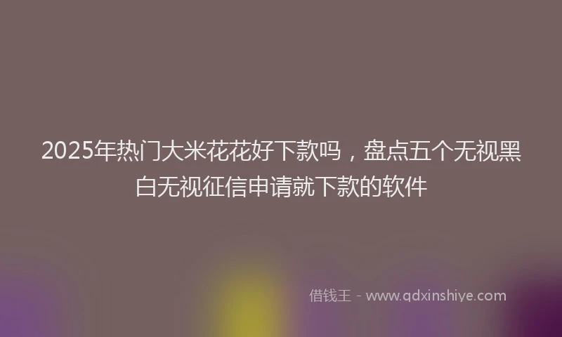2025年热门大米花花好下款吗，盘点五个无视黑白无视征信申请就下款的软件