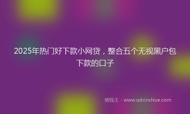 2025年热门好下款小网贷，整合五个无视黑户包下款的口子