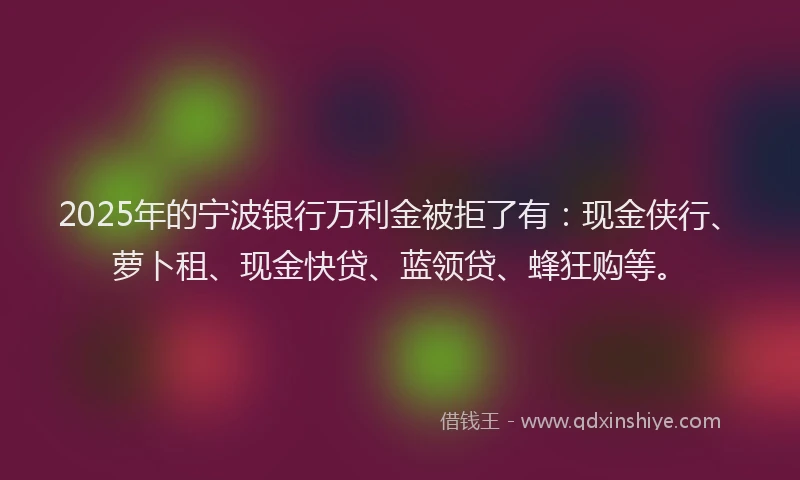 2025年的宁波银行万利金被拒了有：现金侠行、萝卜租、现金快贷、蓝领贷、蜂狂购等。