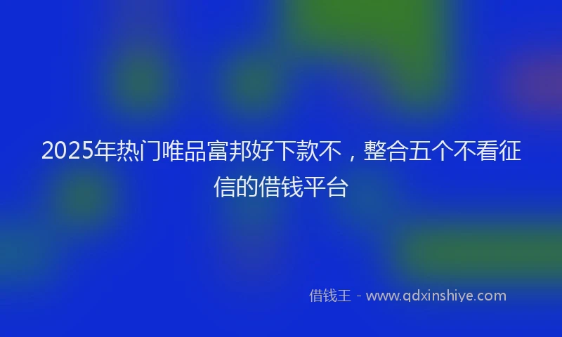 2025年热门唯品富邦好下款不，整合五个不看征信的借钱平台