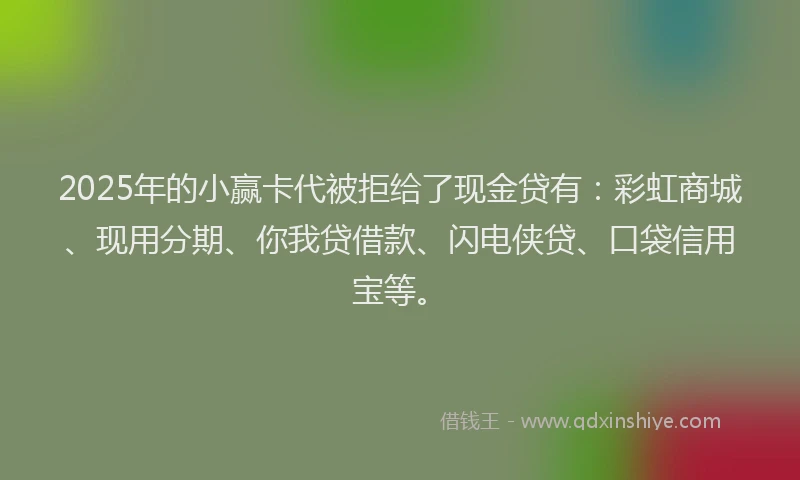2025年的小赢卡代被拒给了现金贷有：彩虹商城、现用分期、你我贷借款、闪电侠贷、口袋信用宝等。