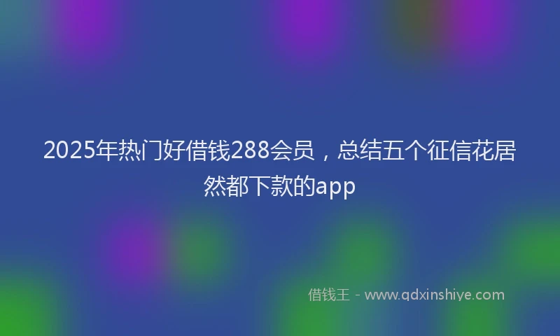2025年热门好借钱288会员，总结五个征信花居然都下款的app
