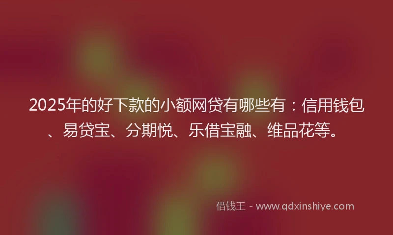2025年的好下款的小额网贷有哪些有：信用钱包、易贷宝、分期悦、乐借宝融、维品花等。