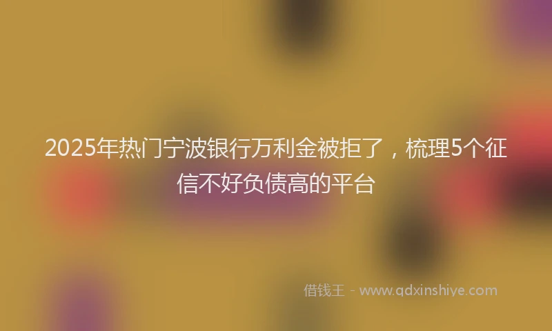2025年热门宁波银行万利金被拒了，梳理5个征信不好负债高的平台