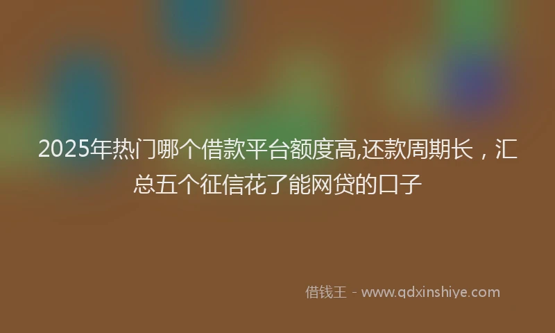 2025年热门哪个借款平台额度高,还款周期长，汇总五个征信花了能网贷的口子
