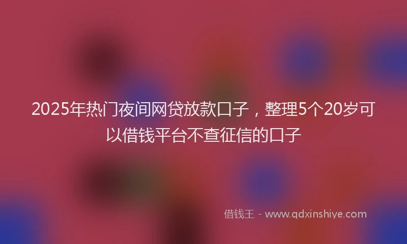 2025年热门夜间网贷放款口子，整理5个20岁可以借钱平台不查征信的口子