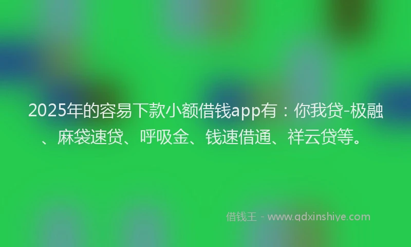 2025年的容易下款小额借钱app有：你我贷-极融、麻袋速贷、呼吸金、钱速借通、祥云贷等。