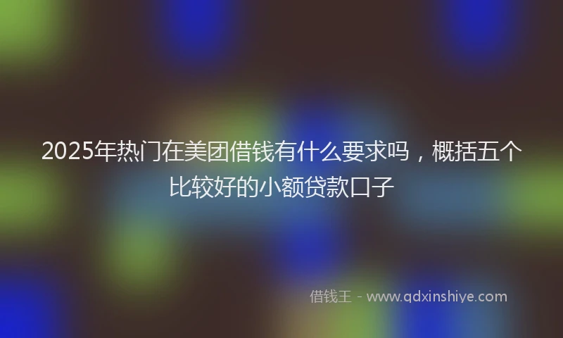2025年热门在美团借钱有什么要求吗，概括五个比较好的小额贷款口子