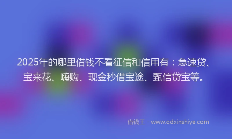 2025年的哪里借钱不看征信和信用有：急速贷、宝来花、嗨购、现金秒借宝途、甄信贷宝等。