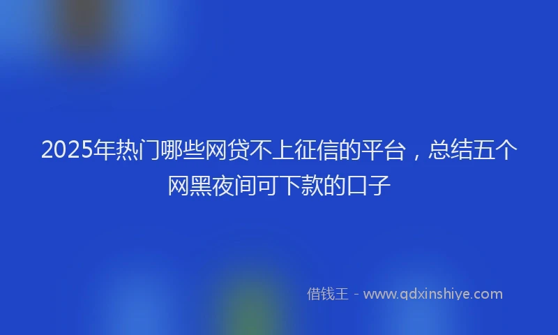 2025年热门哪些网贷不上征信的平台，总结五个网黑夜间可下款的口子
