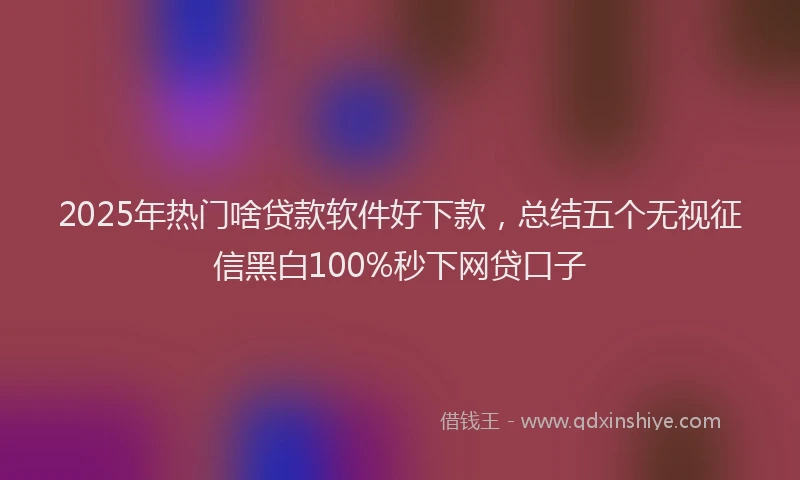 2025年热门啥贷款软件好下款，总结五个无视征信黑白100%秒下网贷口子