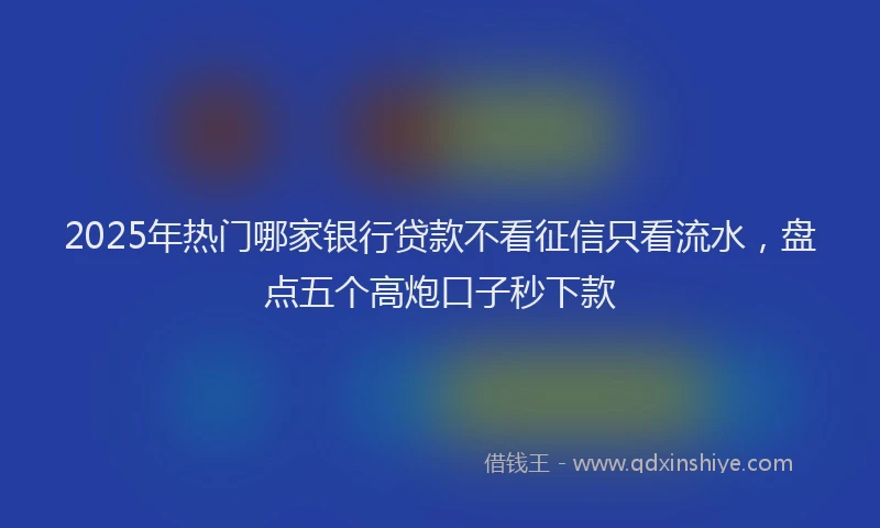 2025年热门哪家银行贷款不看征信只看流水，盘点五个高炮口子秒下款