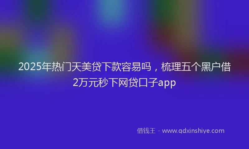 2025年热门天美贷下款容易吗，梳理五个黑户借2万元秒下网贷口子app